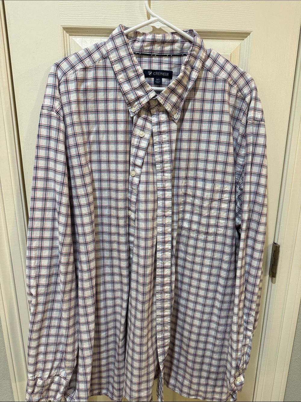 Daniel Cremieux Cream Button-Down Shirt with Navy and Burgundy Windowpane